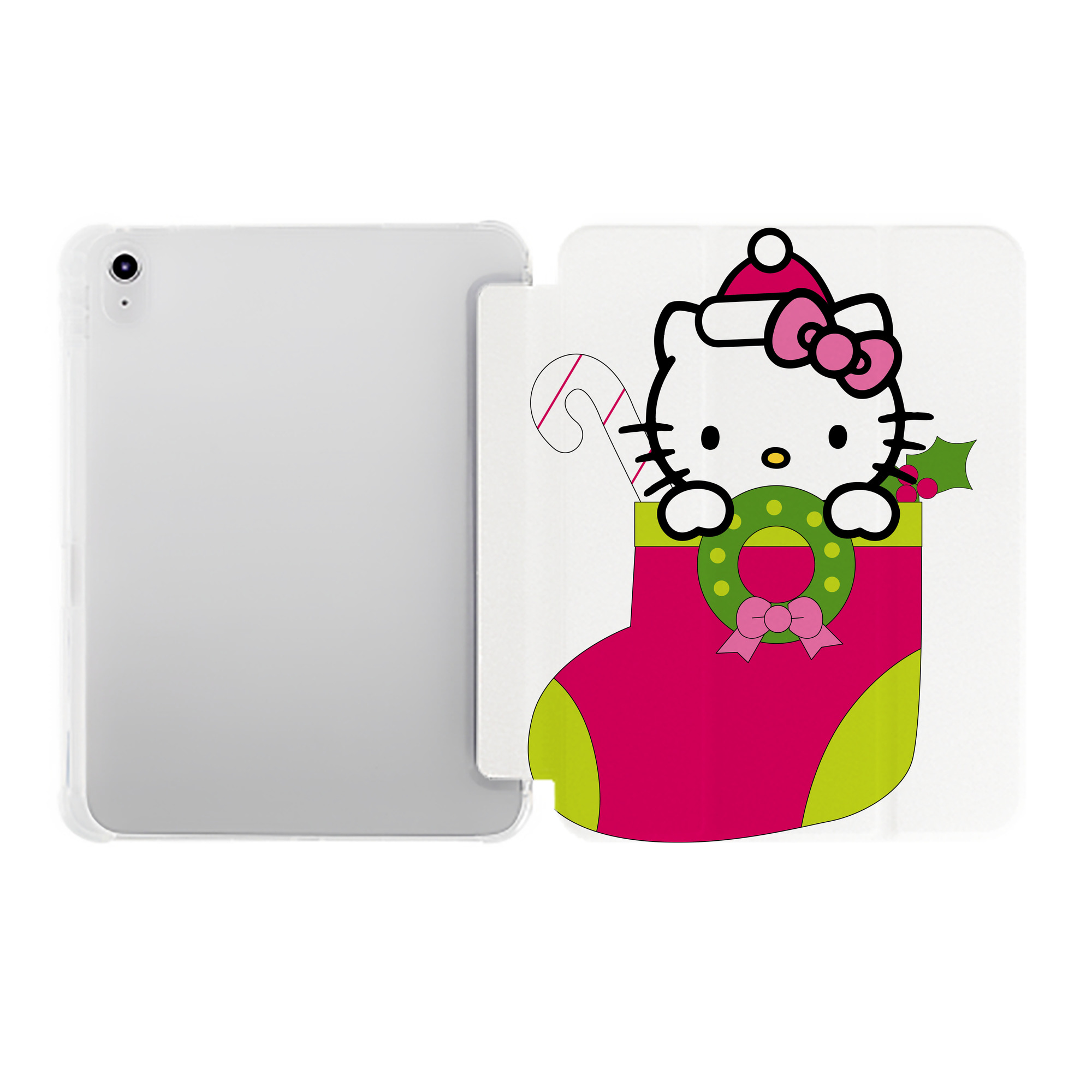 （画像用） Hello Kitty ハローキティ IPad ケース ペン収納付き 三つ折りスタンド PUレザー×シリコン 対応機種9.5/10.5/10.9インチ